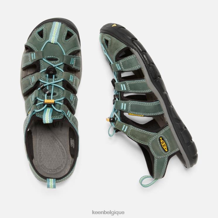 Keen sandales cnx en cuir clearwater 0Z44087 bleu-jaune minéral